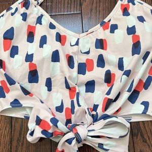 Large abstract dots tie up top kj kortni Jeane swim tut